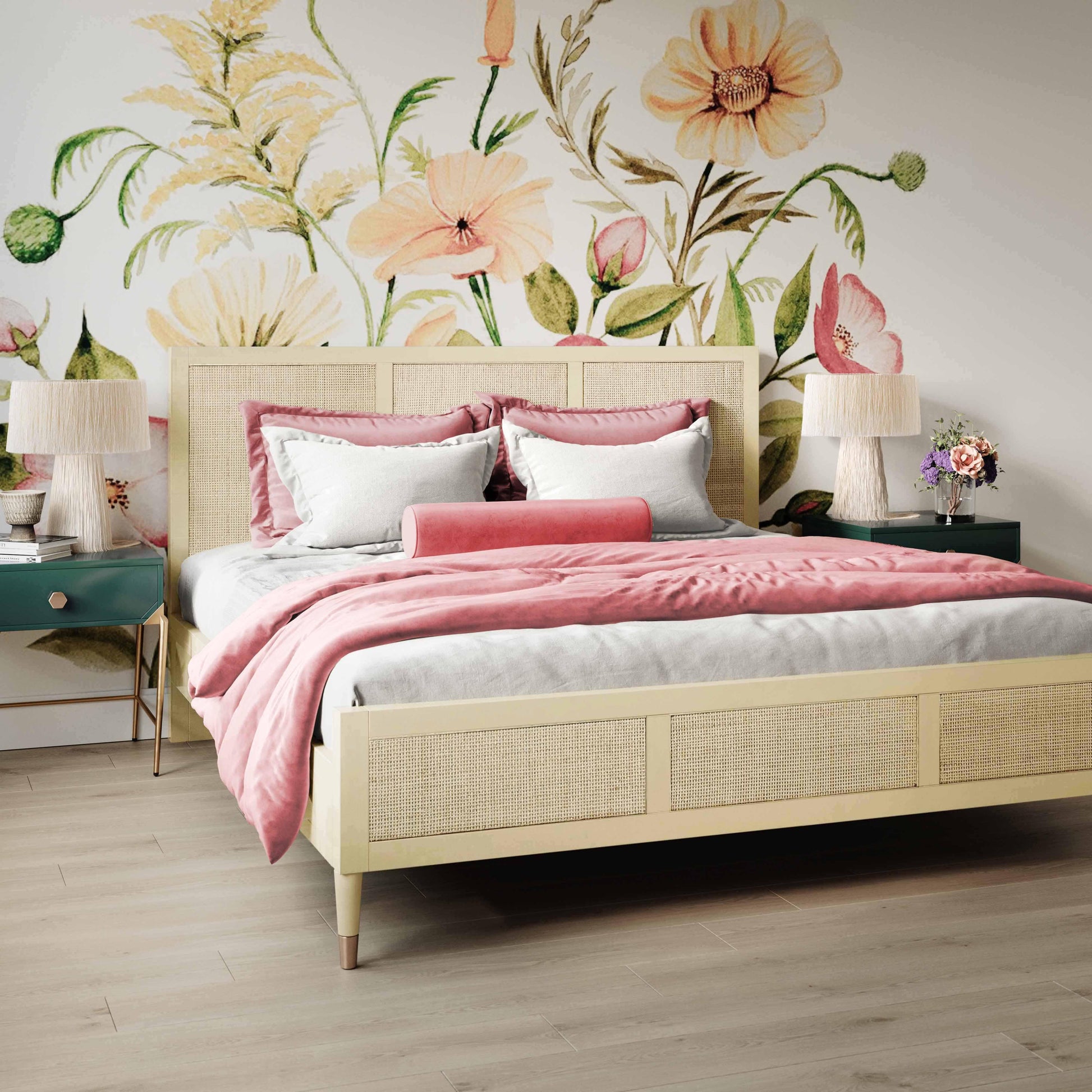 Sierra Wood & Rattan Bed - Buttermilk / Queen - Image 9