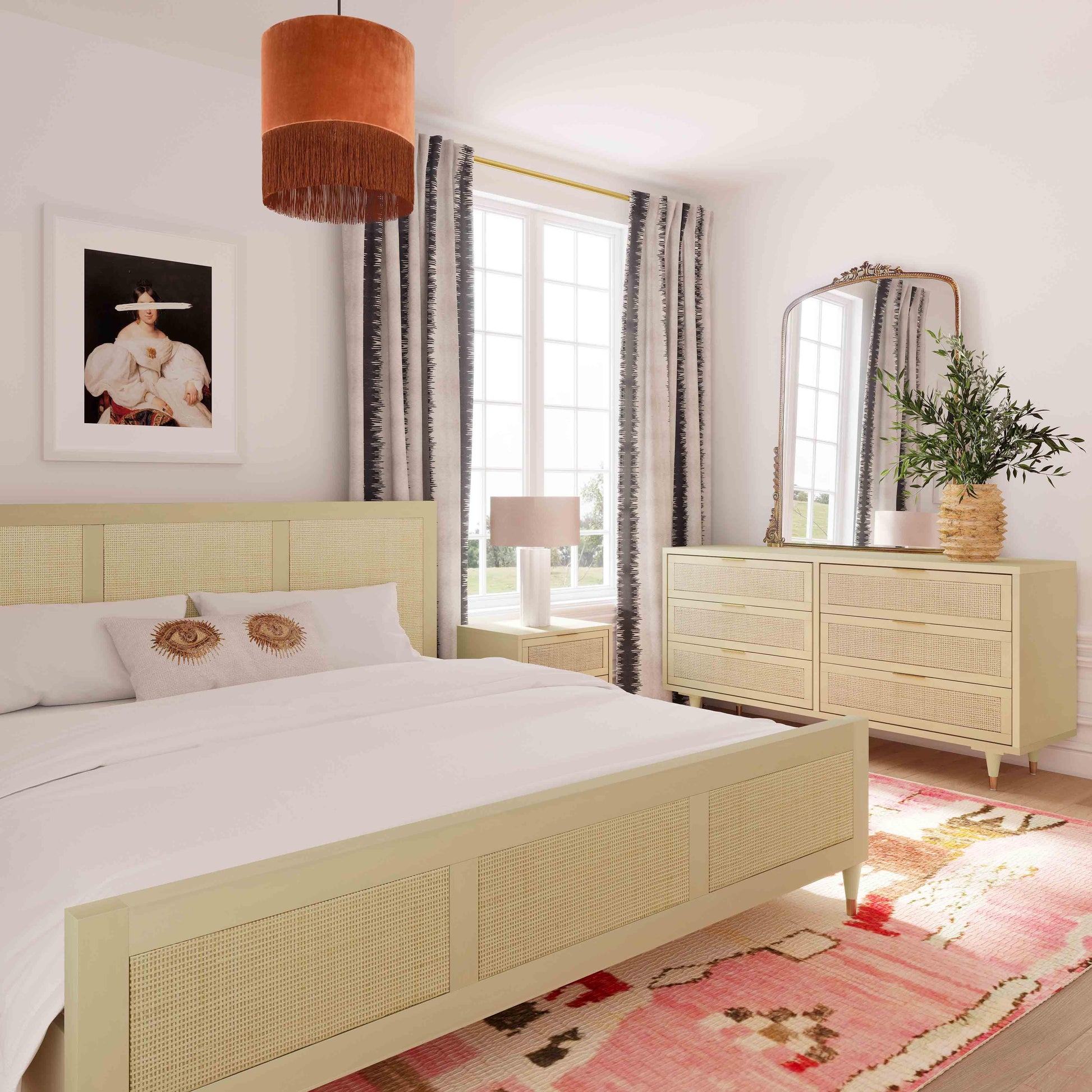 Sierra Wood & Rattan Bed - Buttermilk / King - Image 2