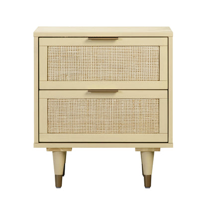 Sierra 22" Cane 2-Drawer Nightstand - Buttermilk - Image 1