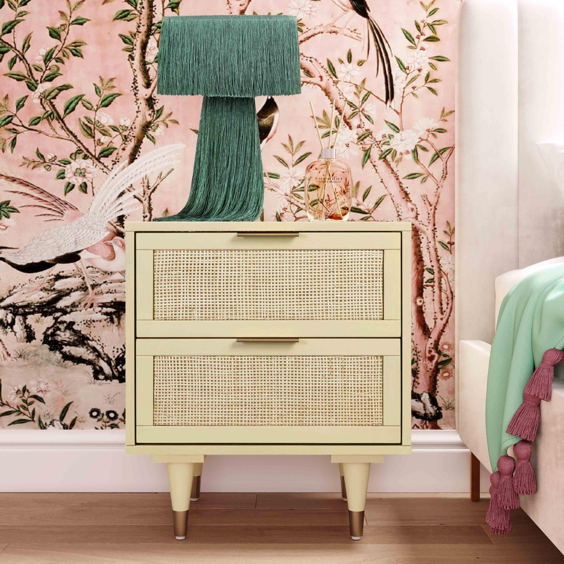 Sierra 22" Cane 2-Drawer Nightstand - Buttermilk - Image 2