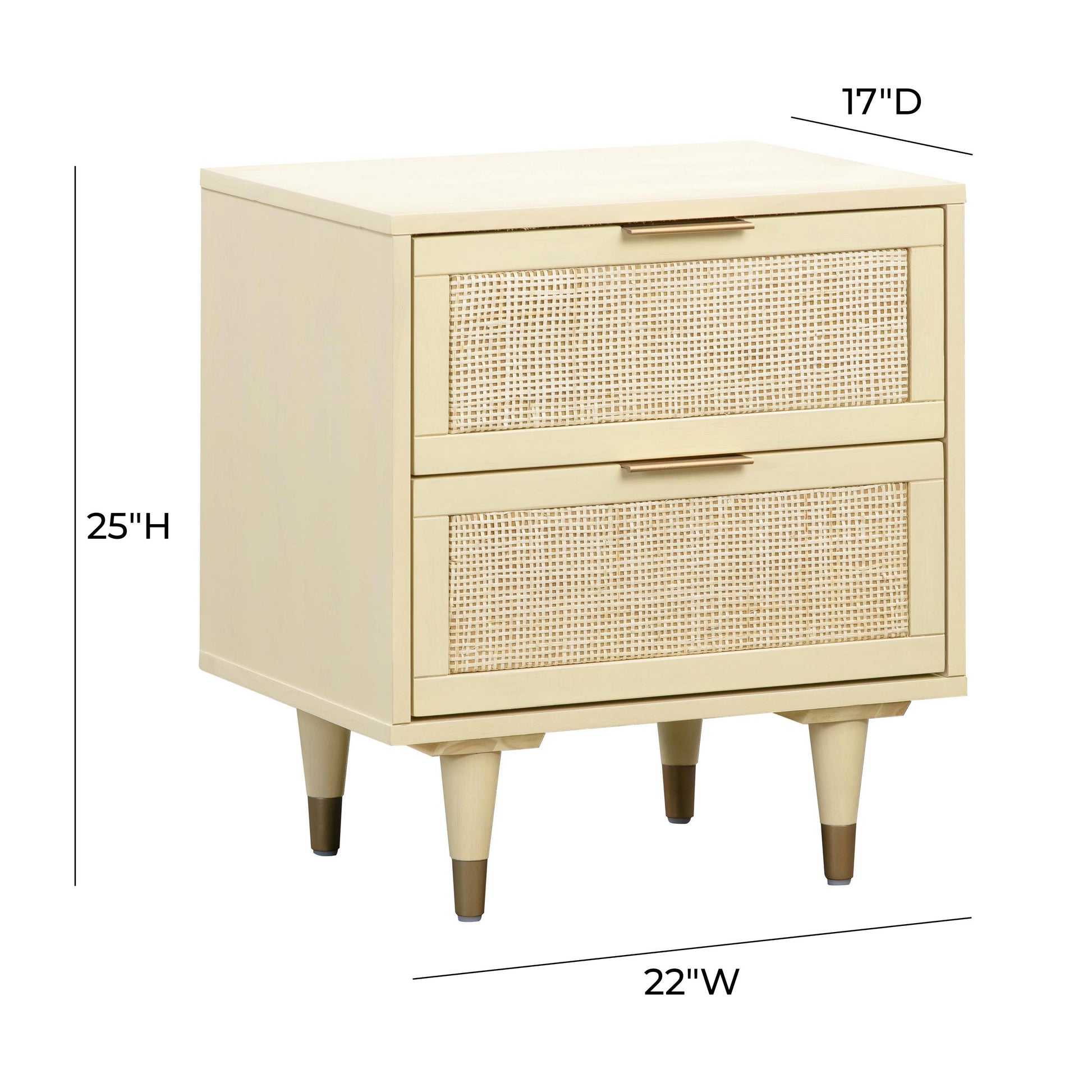 Sierra 22" Cane 2-Drawer Nightstand - Buttermilk - Image 5