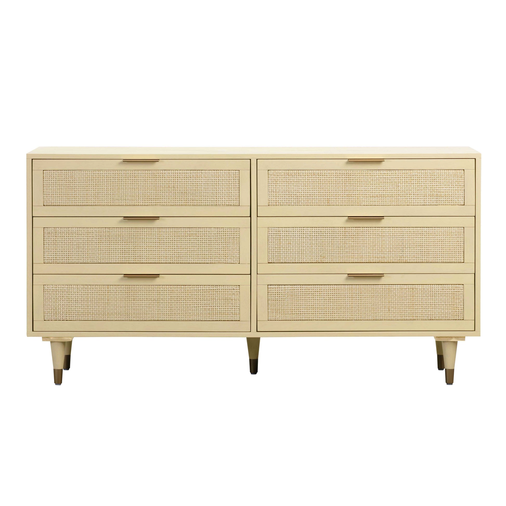 Sierra 60" Cane 6-Drawer Dresser - Buttermilk - Image 1