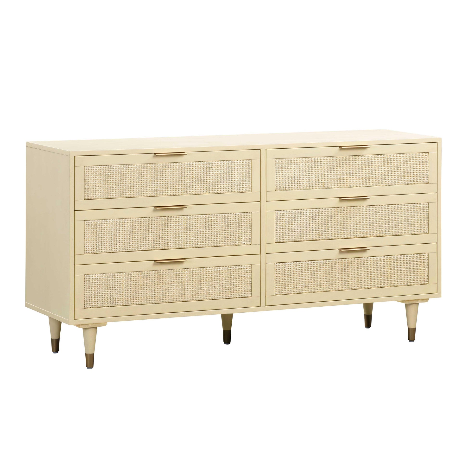 Sierra 60" Cane 6-Drawer Dresser - Buttermilk - Image 3
