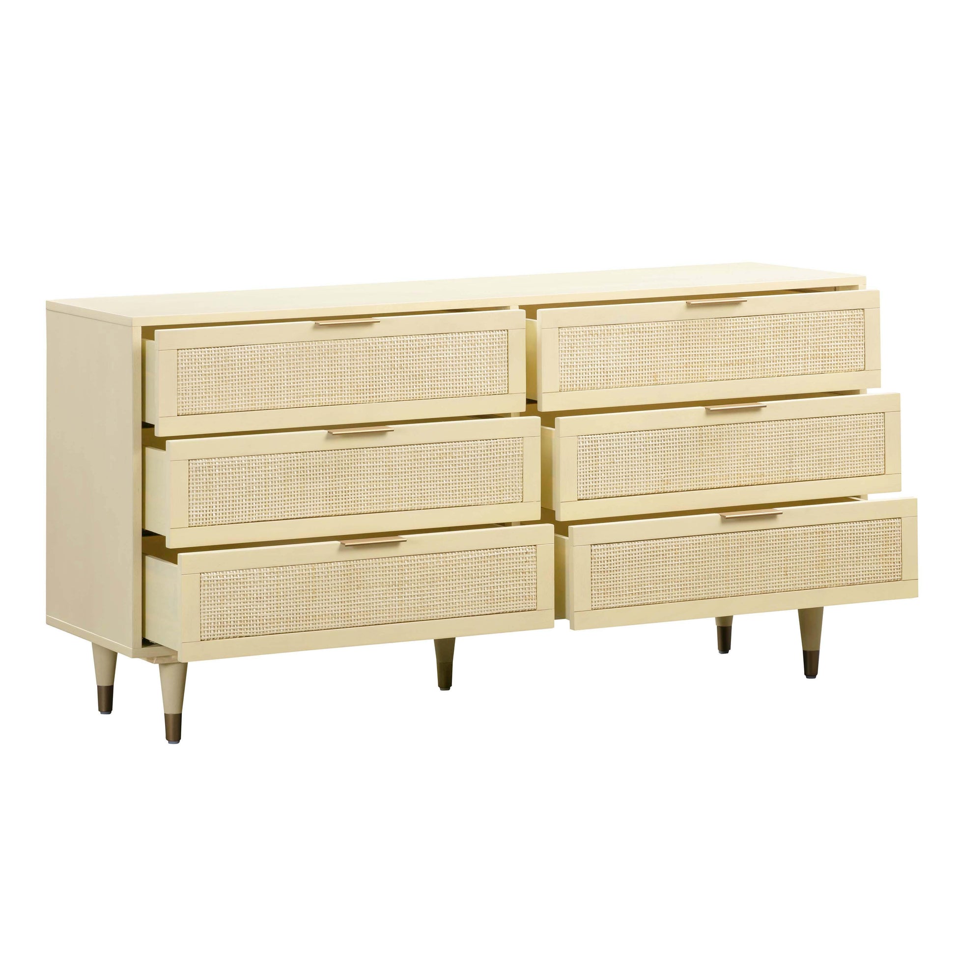 Sierra 60" Cane 6-Drawer Dresser - Buttermilk - Image 4