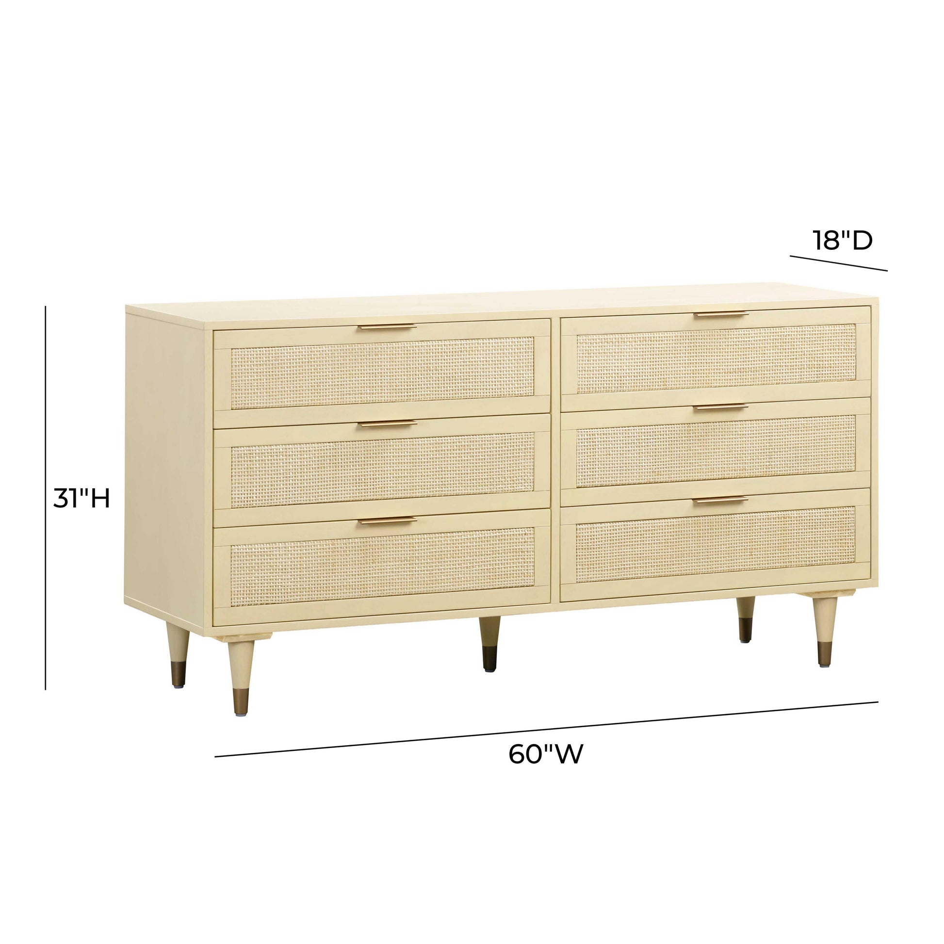 Sierra 60" Cane 6-Drawer Dresser - Buttermilk - Image 5