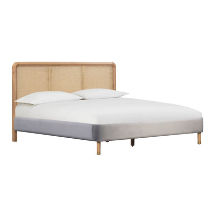 Kavali Performance Velvet and Natural Bed - Grey / King - Image 1