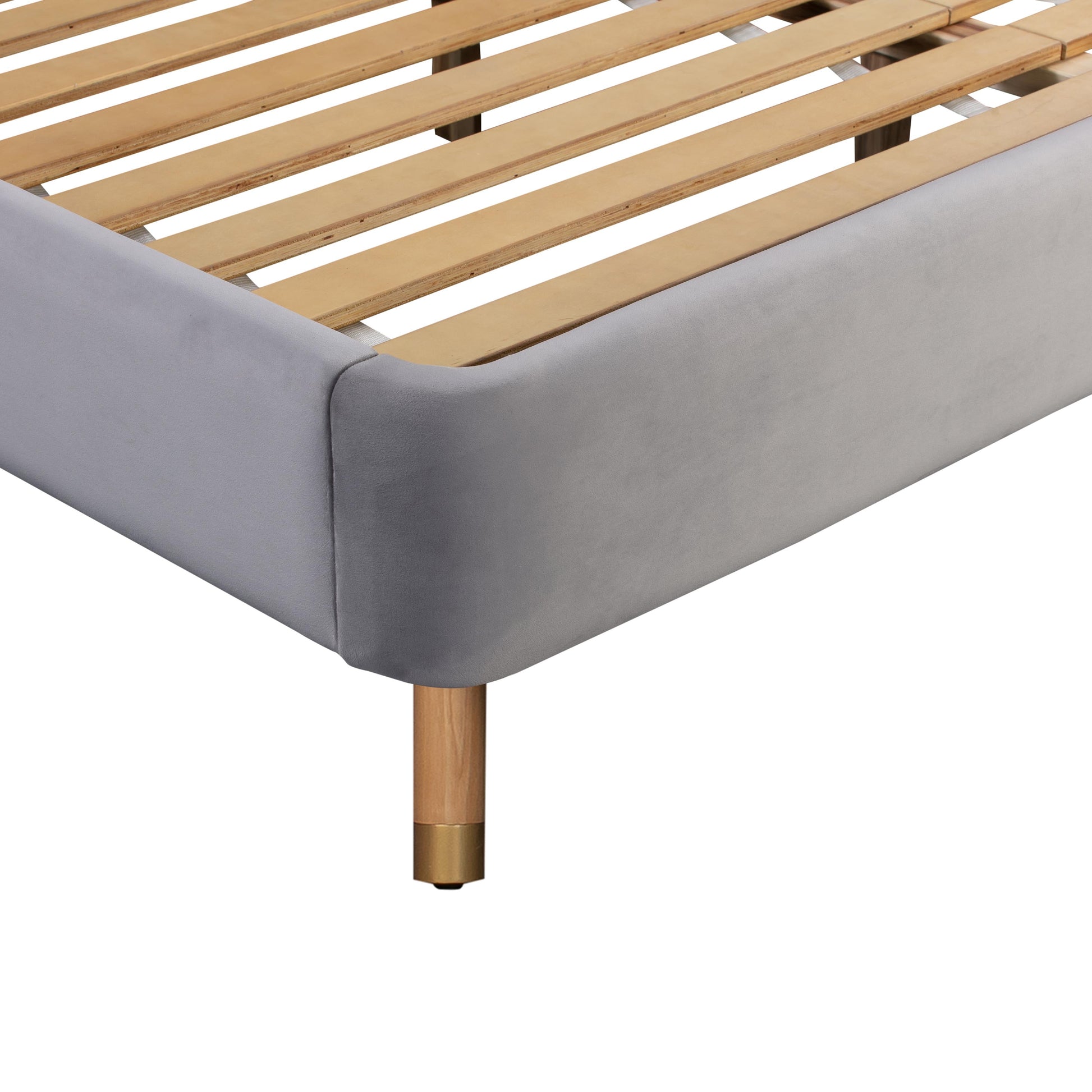 Kavali Performance Velvet and Natural Bed - Grey / King - Image 9