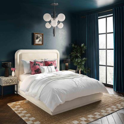 Briella Performance Velvet Bed - Cream / King - Image 1