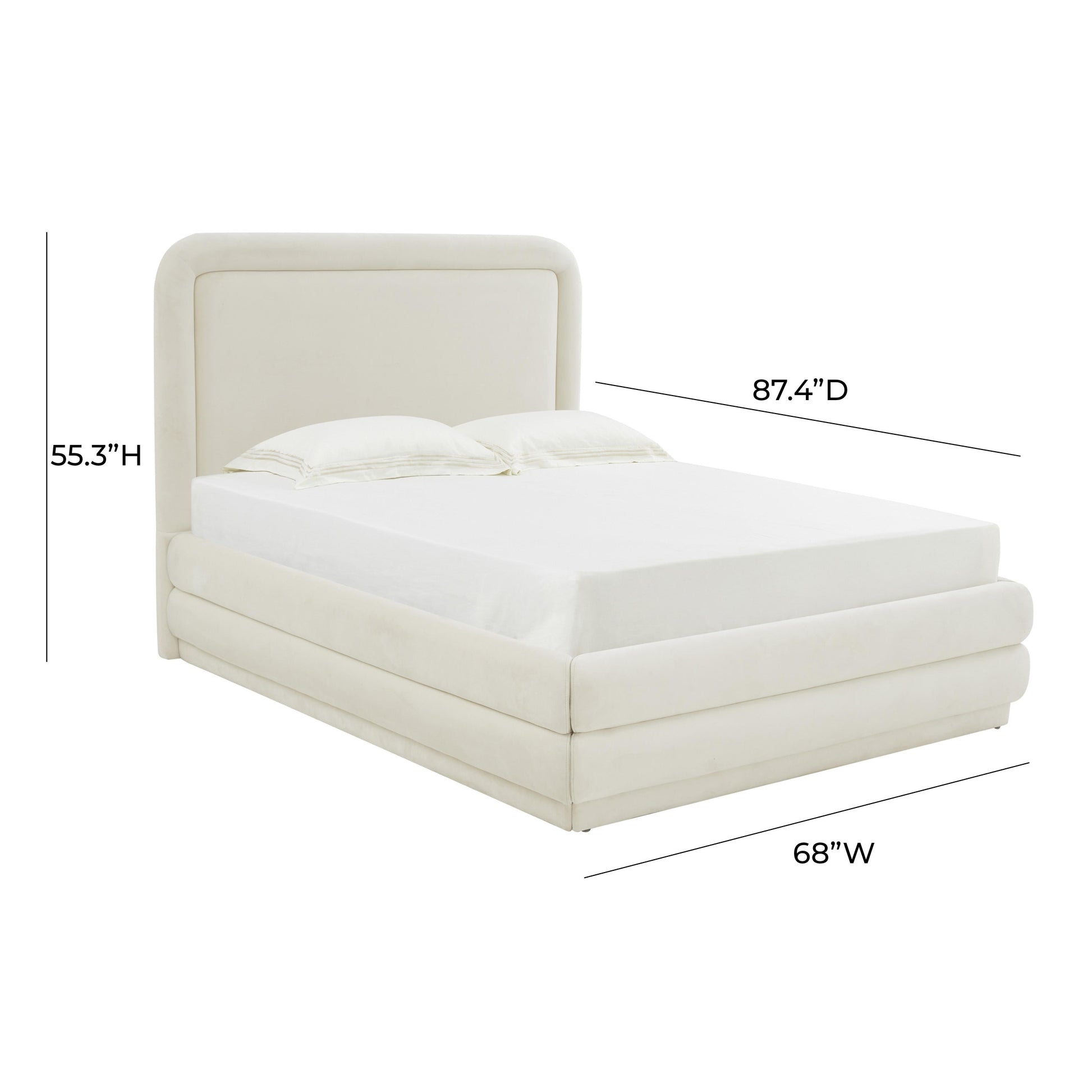 Briella Performance Velvet Bed - Cream / Queen - Image 6