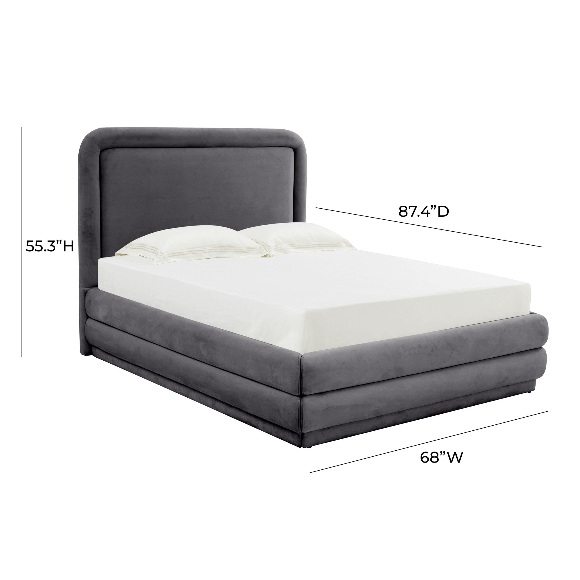 Briella Performance Velvet Bed - Dark Grey / Queen - Image 6