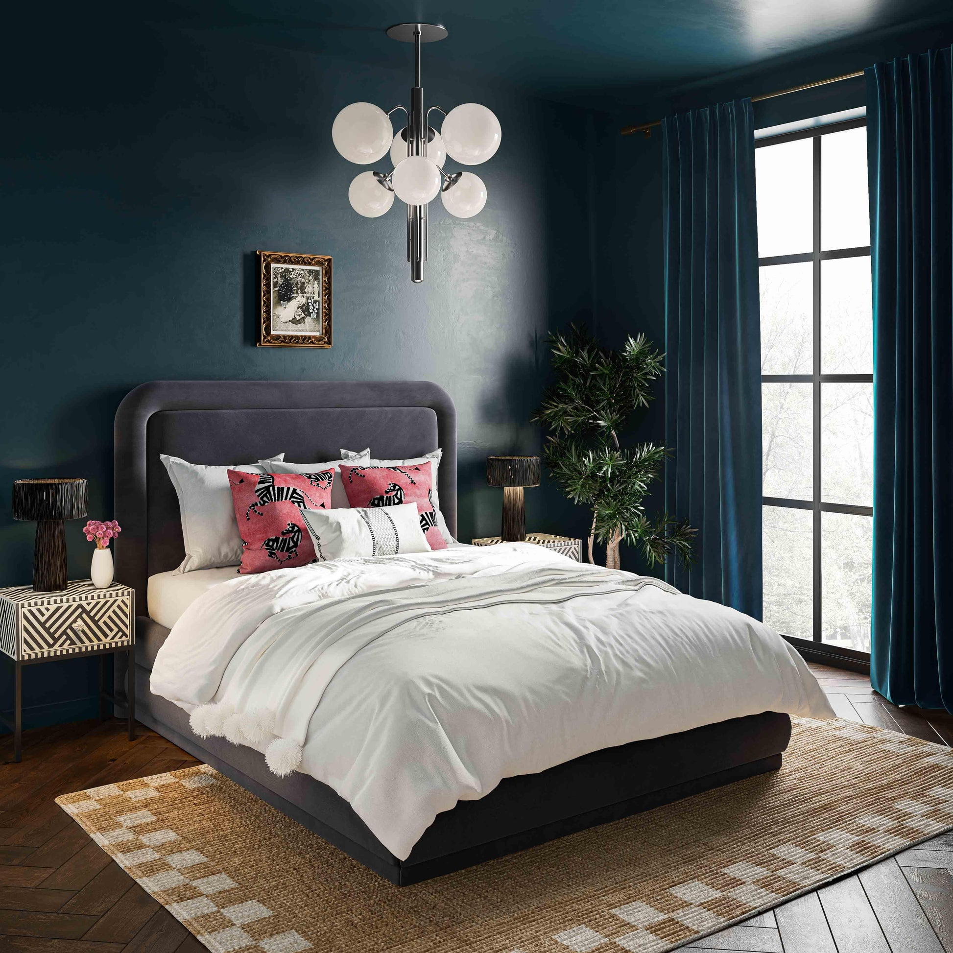 Briella Performance Velvet Bed - Dark Grey / Full - Image 2