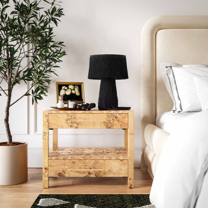 Brandyss 26" Burl 2-Drawer Nightstand - Natural - Image 1