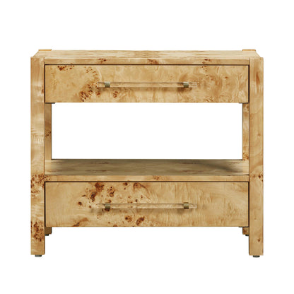 Brandyss 26" Burl 2-Drawer Nightstand - Natural - Image 1