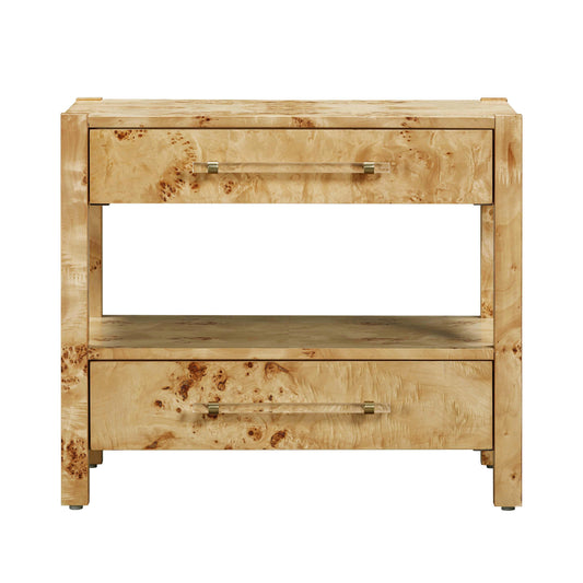 Brandyss 26" Burl 2-Drawer Nightstand - Image 1