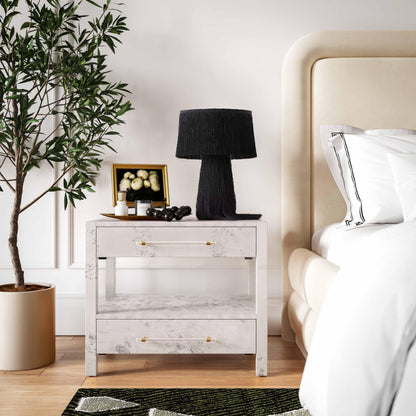 Brandyss 26" Burl 2-Drawer Nightstand - White - Image 1