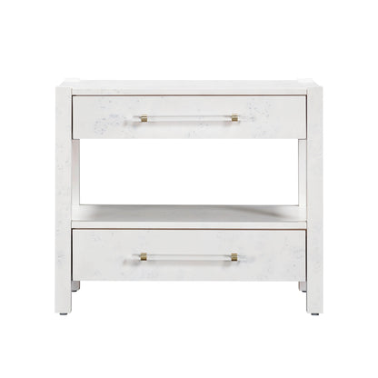 Brandyss 26" Burl 2-Drawer Nightstand - White - Image 1