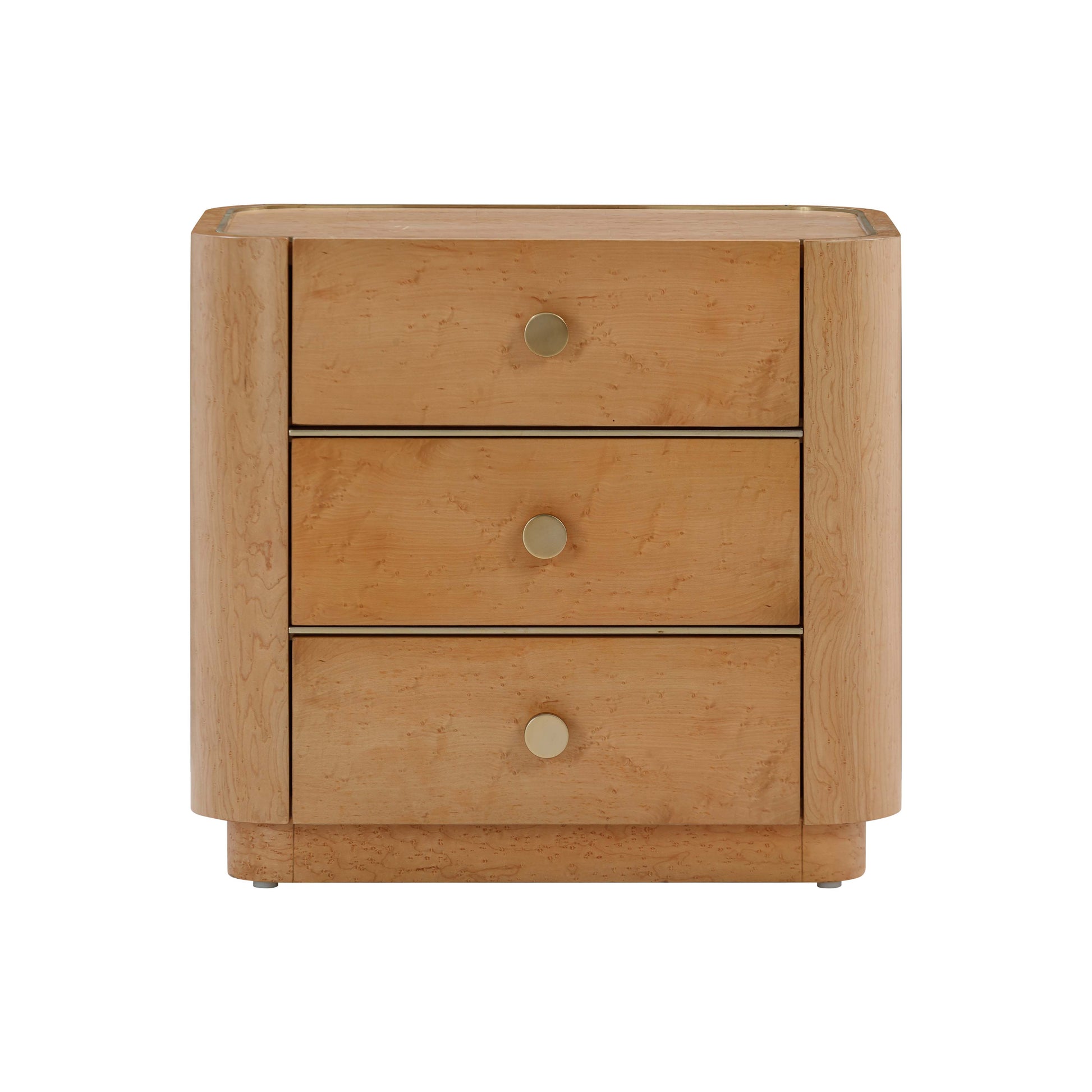 Abigail 22" Natural Birdseye Maple 3-Drawer Nightstand - Image 1