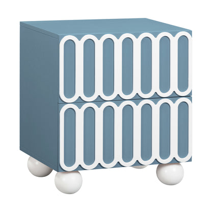 Tori 23" Motif 2-Drawer Nightstand - Blue - Image 1