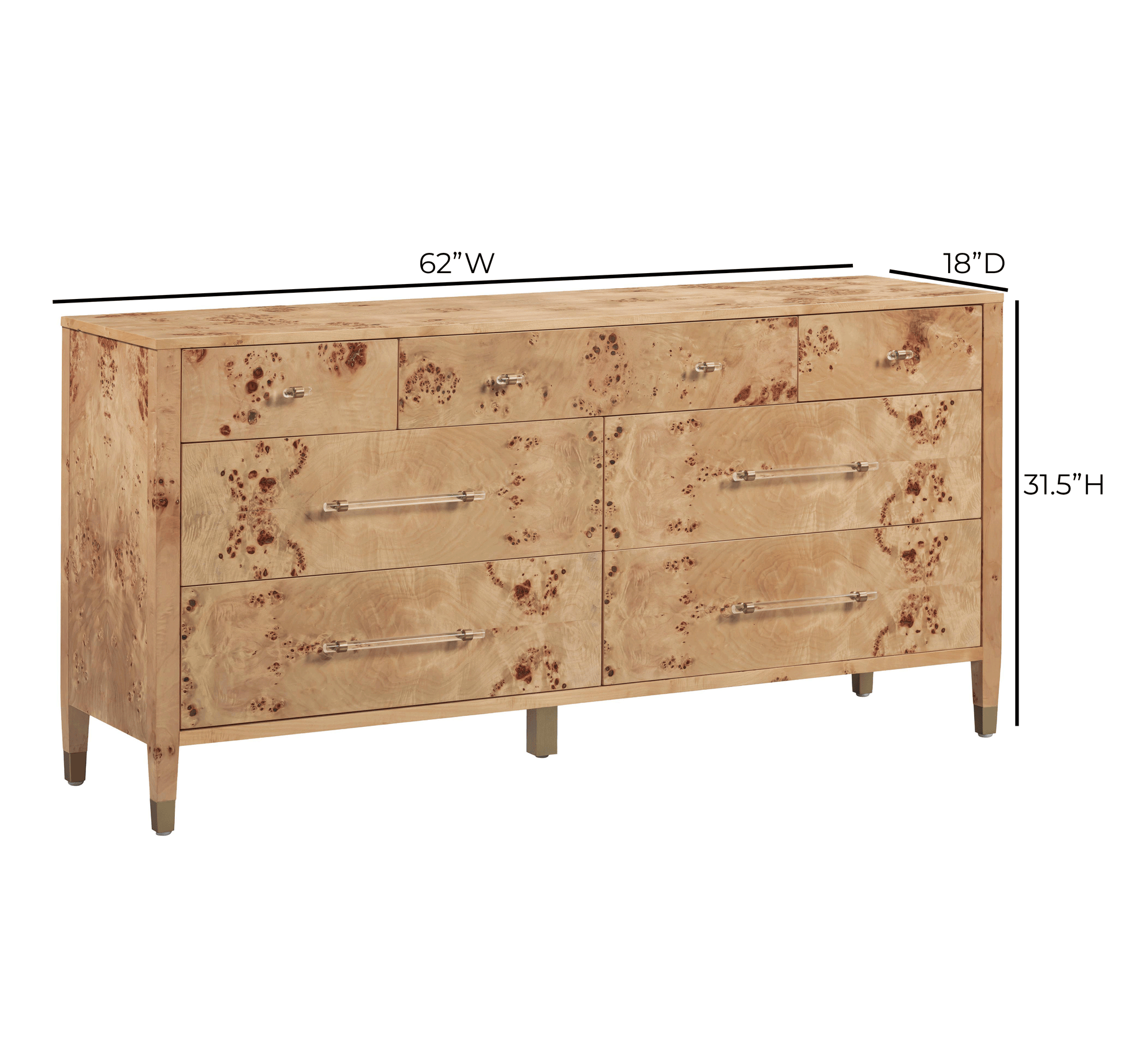 Brandyss 62" Burl 7-Drawer Dresser - Honey - Image 9
