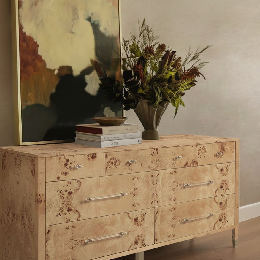Brandyss 62" Burl 7-Drawer Dresser - Honey - Image 2