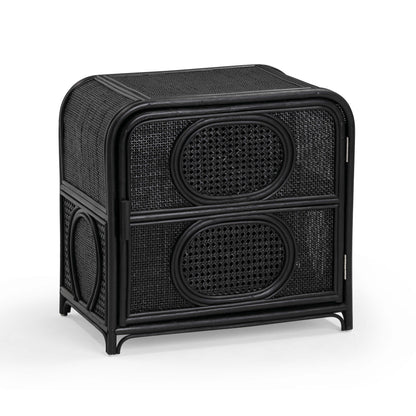 Tina 27" Rattan Nightstand With Storage - Black - Image 1