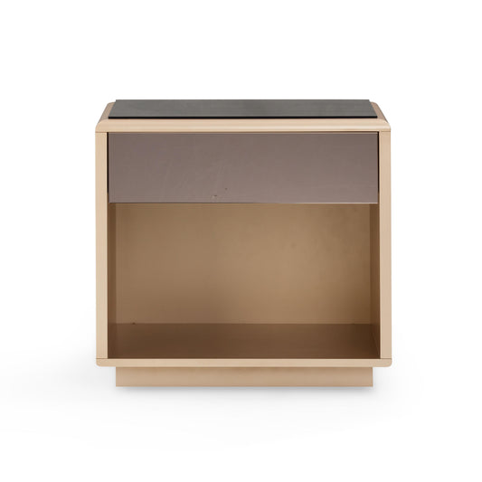 Martha 25" Taupe Mirrored Nightstand With Drawer - Image 1