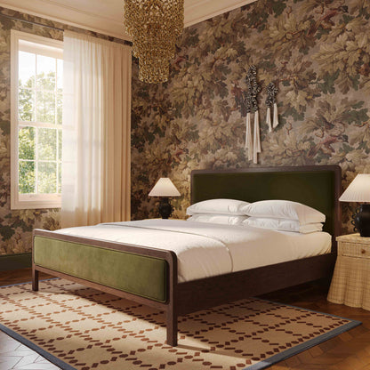 Hella Contract-Grade Velvet and Ash Wood Bed - Forest Green / King - Image 1