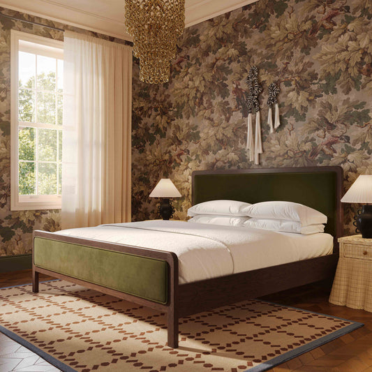 Hella Contract-Grade Velvet and Ash Wood Bed - Image 2