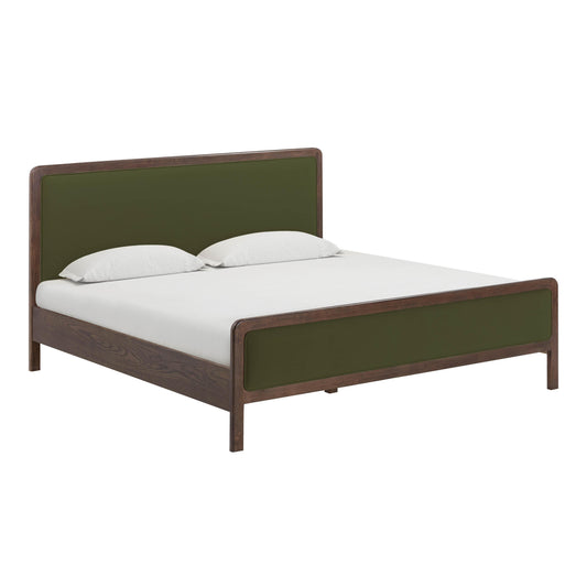 Hella Contract-Grade Velvet and Ash Wood Bed - Image 1