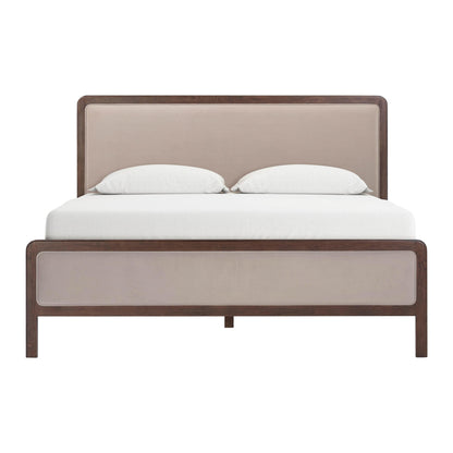 Hella Contract-Grade Velvet and Ash Wood Bed - Taupe / King - Image 1