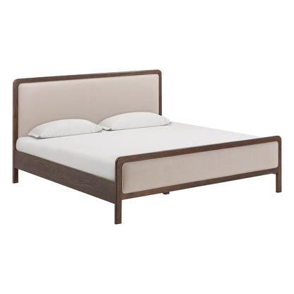Hella Contract-Grade Velvet and Ash Wood Bed - Taupe / King - Image 1