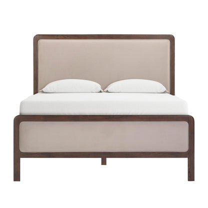 Hella Contract-Grade Velvet and Ash Wood Bed - Taupe / Queen - Image 1