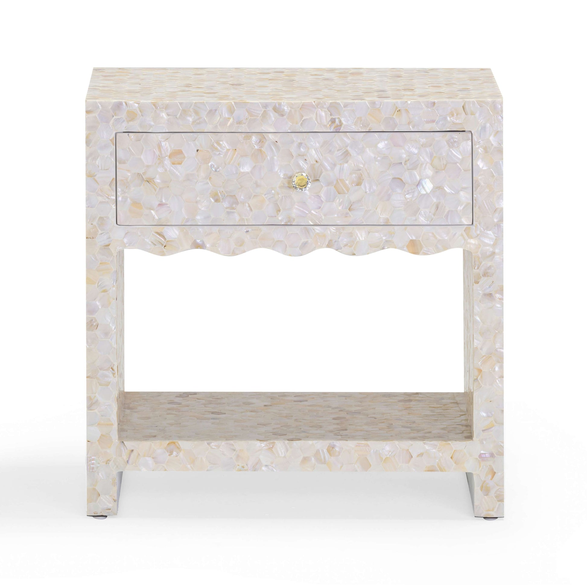 Piara 22" Natural Mother of Pearl Inlaid Nightstand With Drawer - Image 1