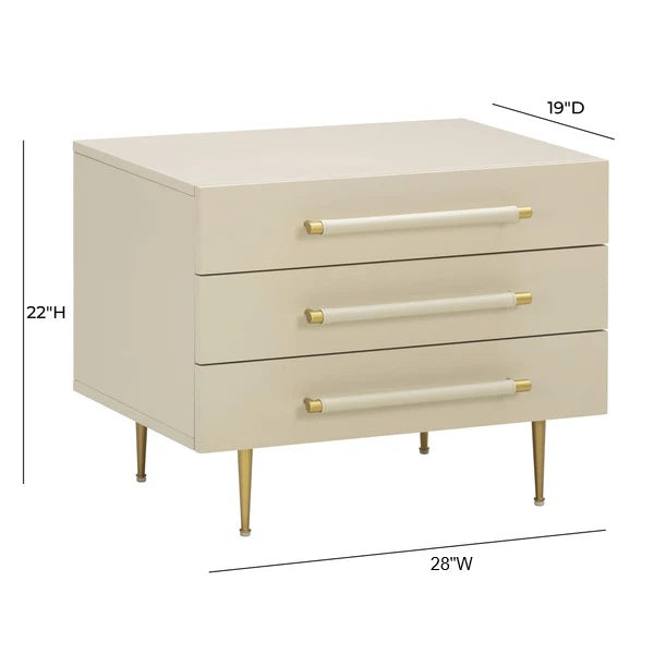 Trident 28" 3-Drawer Nightstand - Taupe - Image 9