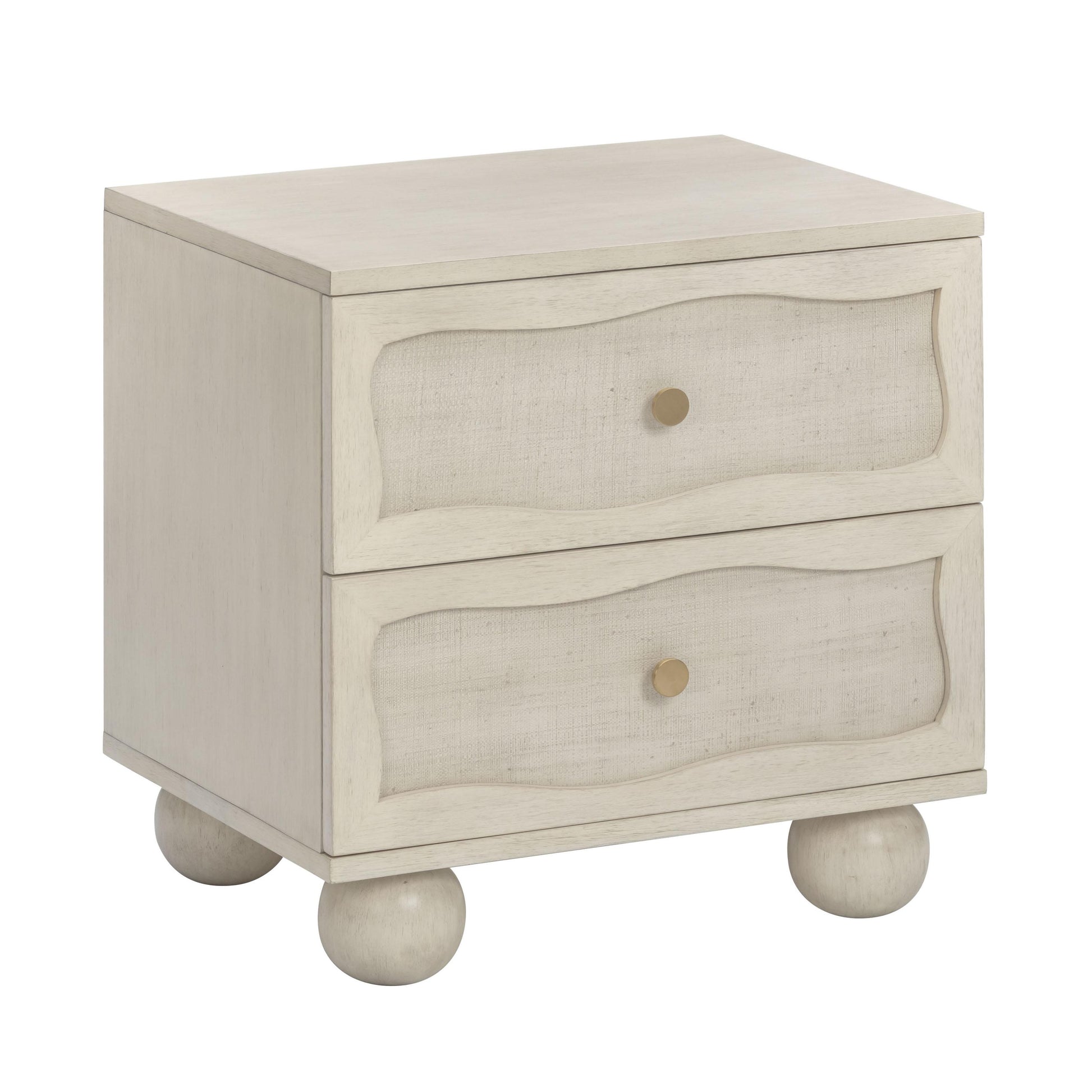 Grappa 22" Wood & Raffia Wavy 2-Drawer Nightstand - White - Image 3