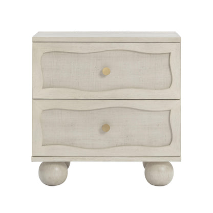 Grappa 22" Wood & Raffia Wavy 2-Drawer Nightstand - White - Image 1