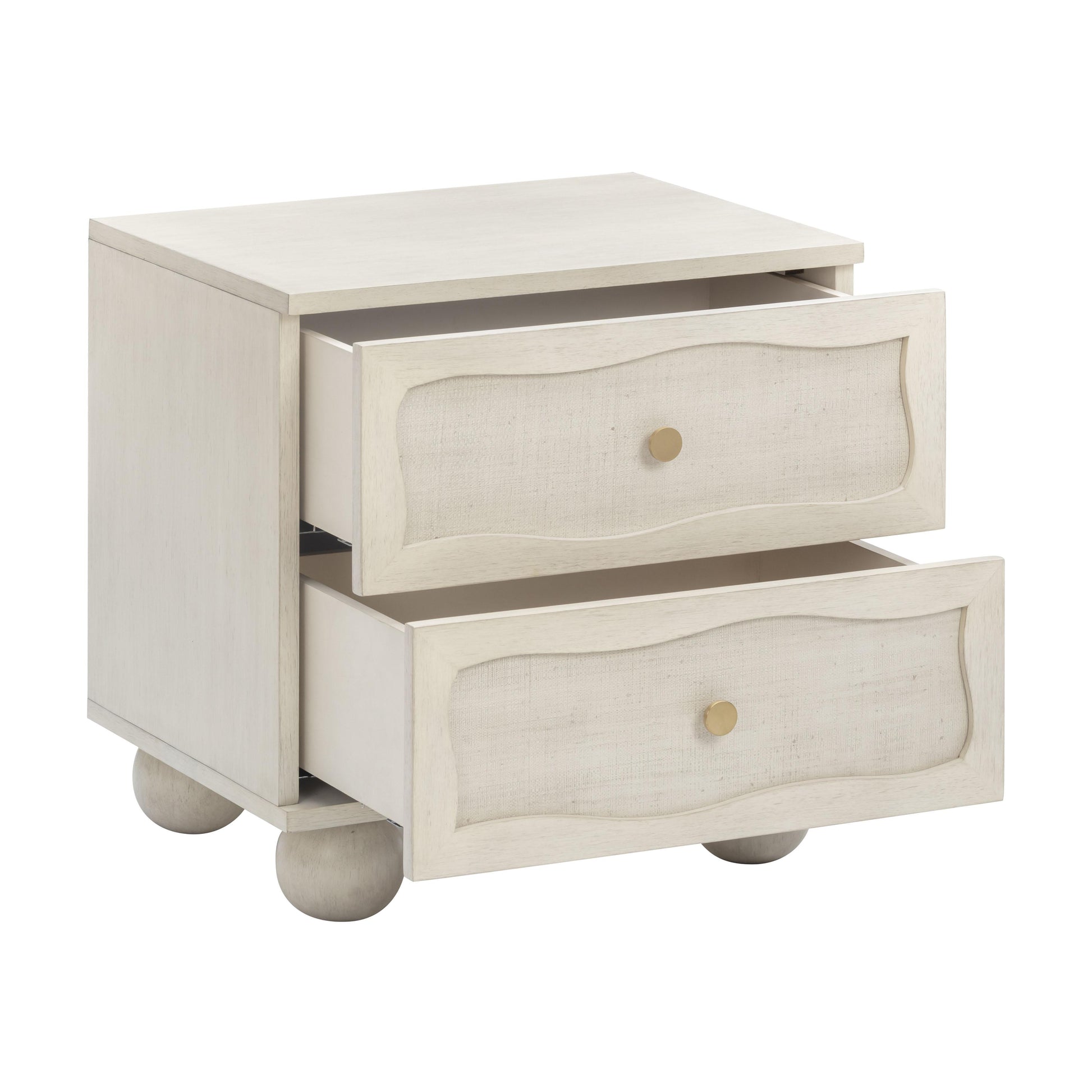 Grappa 22" Wood & Raffia Wavy 2-Drawer Nightstand - White - Image 4