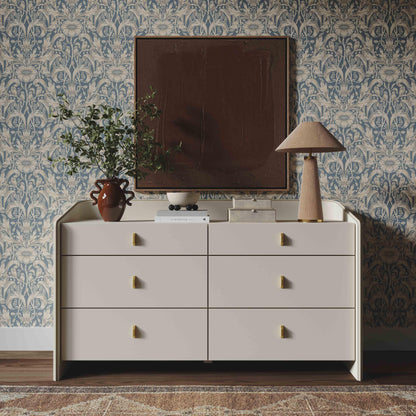 Collins 56" Cream 6-Drawer Dresser - Default Title - Image 1