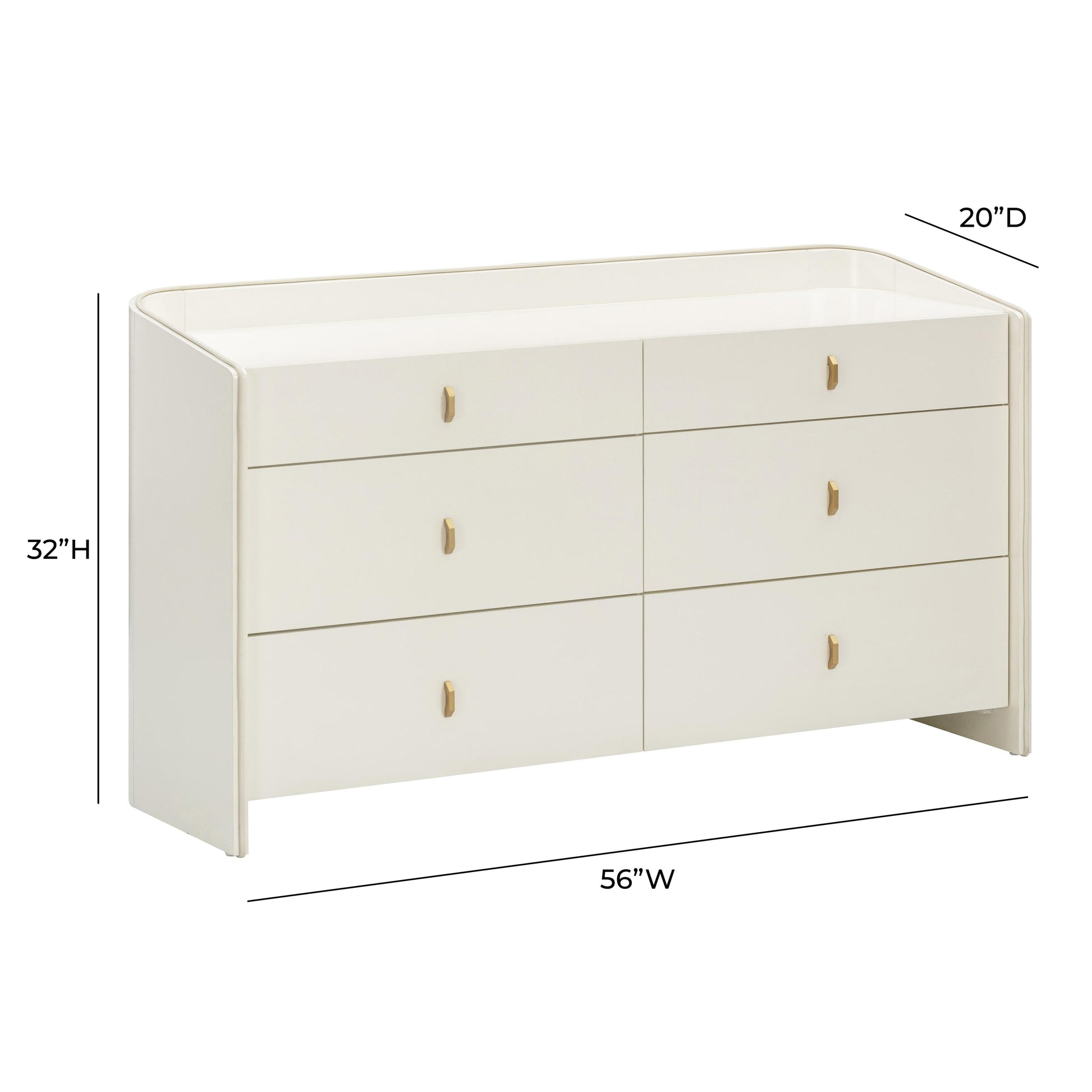 Collins 56" Cream 6-Drawer Dresser Collins 56" Cream 6-Drawer Dresser