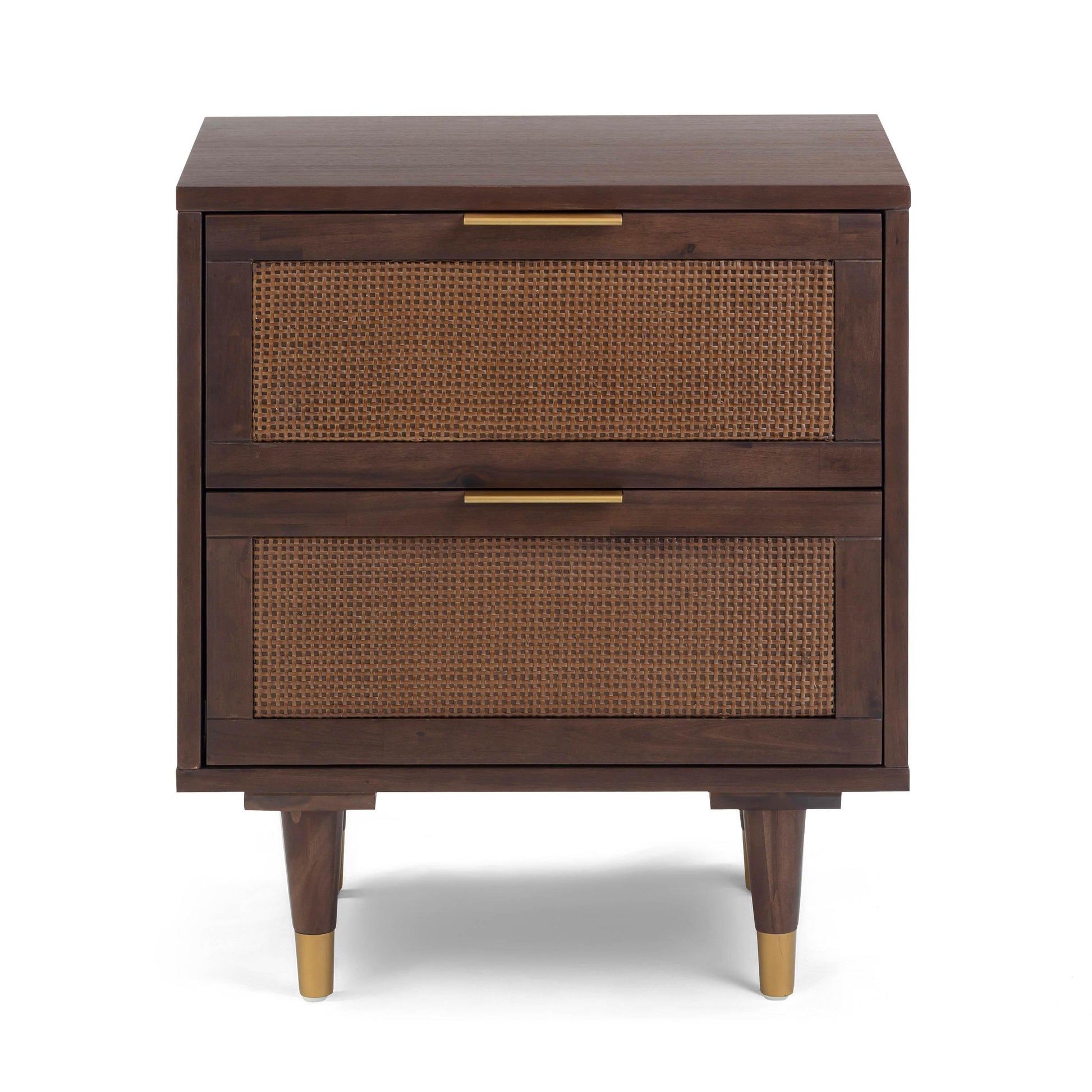 Sierra 22" Cane 2-Drawer Nightstand - Dark Brown - Image 1