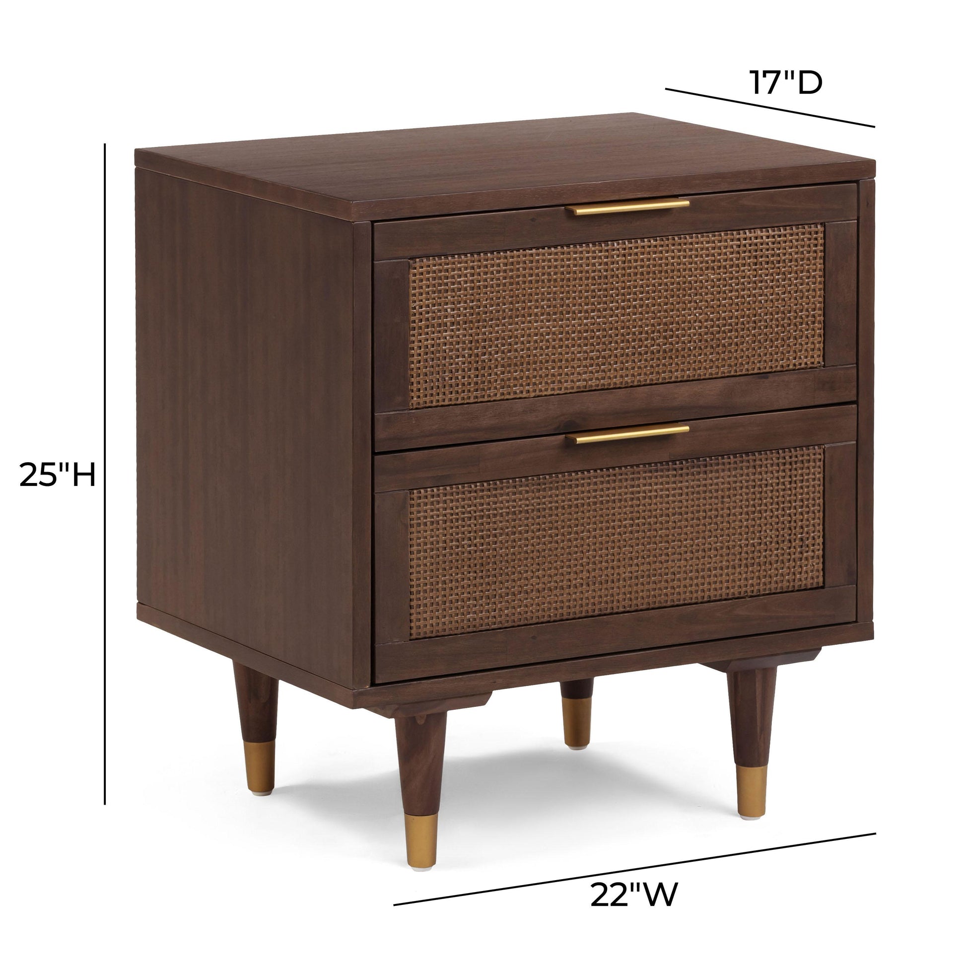Sierra 22" Cane 2-Drawer Nightstand - Dark Brown - Image 5