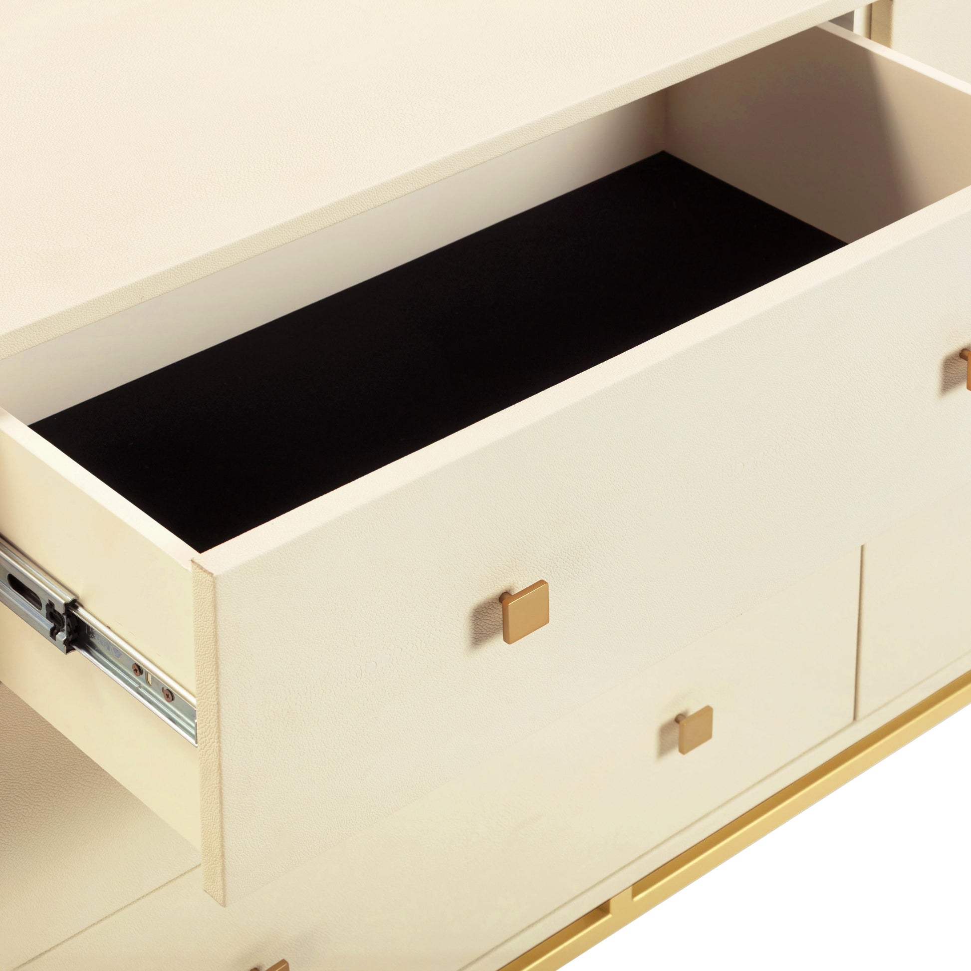 Pesce 57" Faux Shagreen 6-Drawer Dresser, Cream Pesce 57" Faux Shagreen 6-Drawer Dresser, Cream