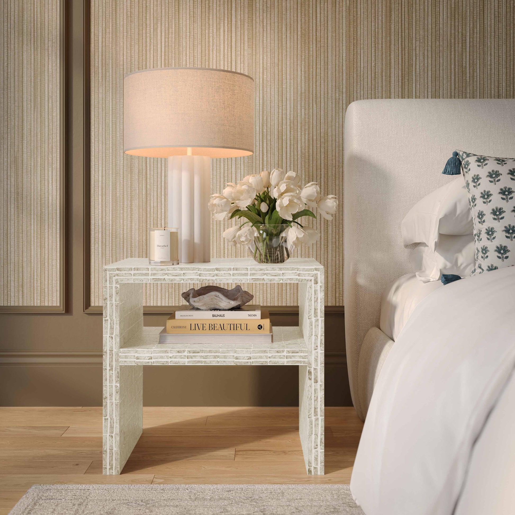 Derry 22" Capiz Shell Nightstand - Cream - Image 2