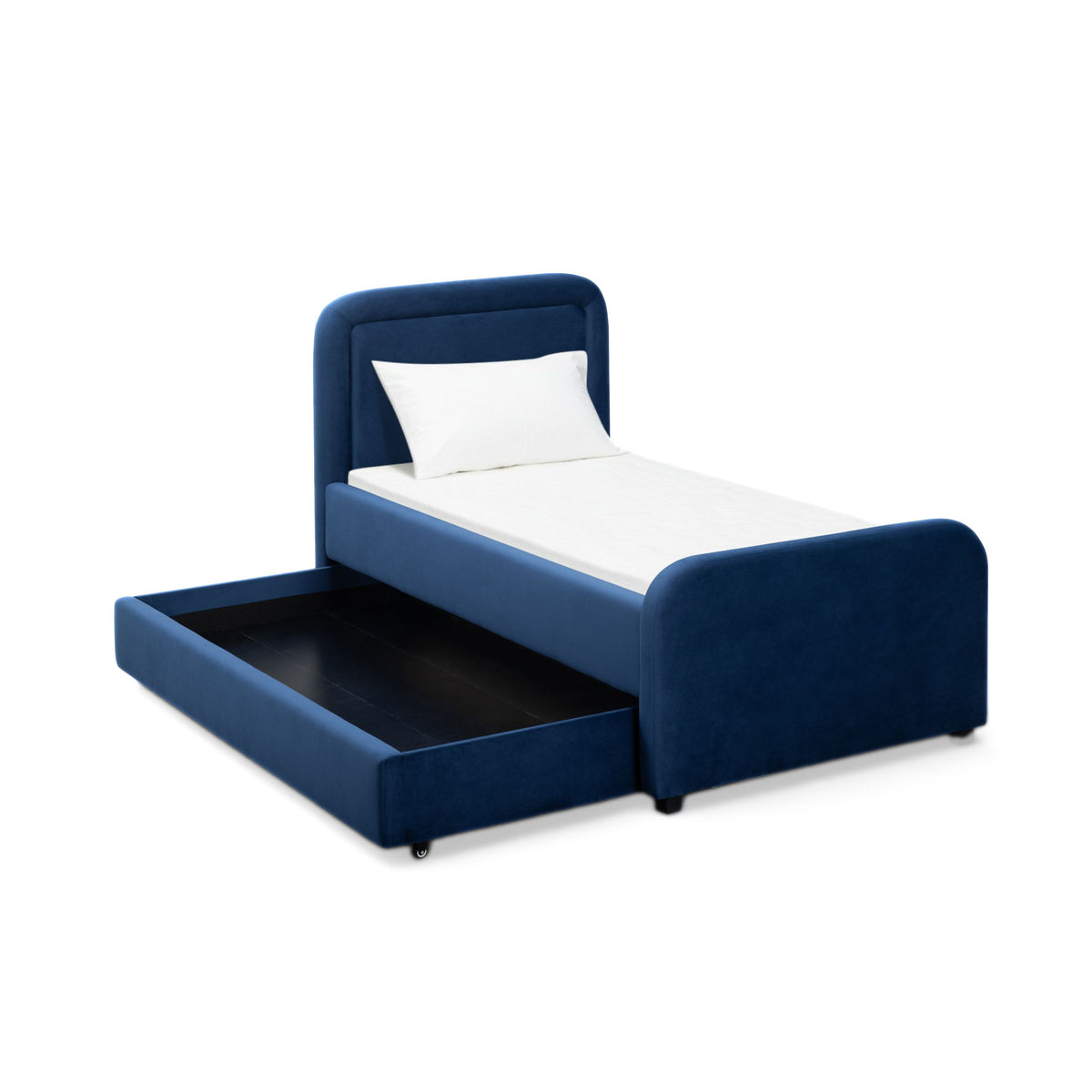 Briella Performance Velvet Trundle Bed in Twin - Navy - Image 1