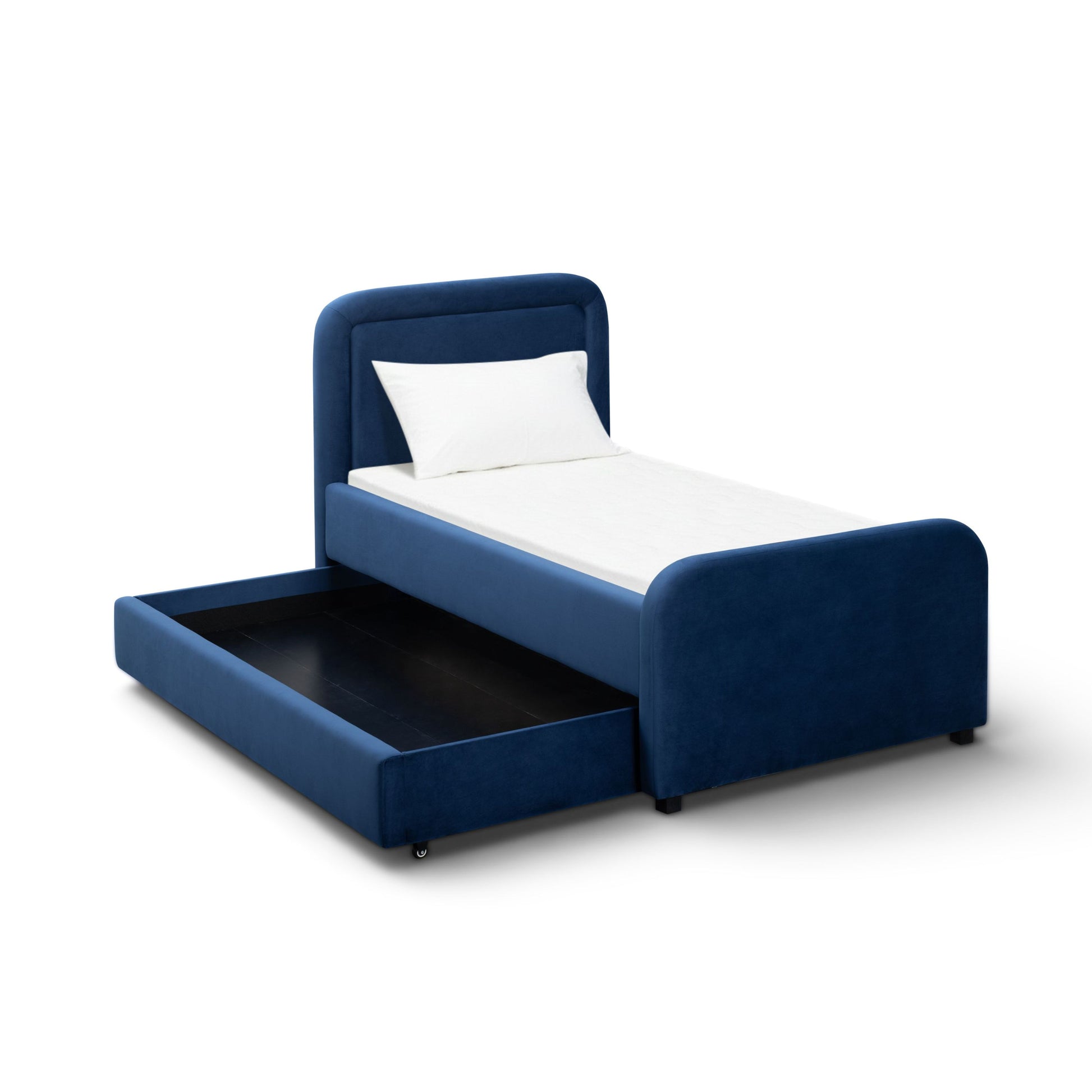 Briella Performance Velvet Trundle Bed in Twin - Navy - Image 1