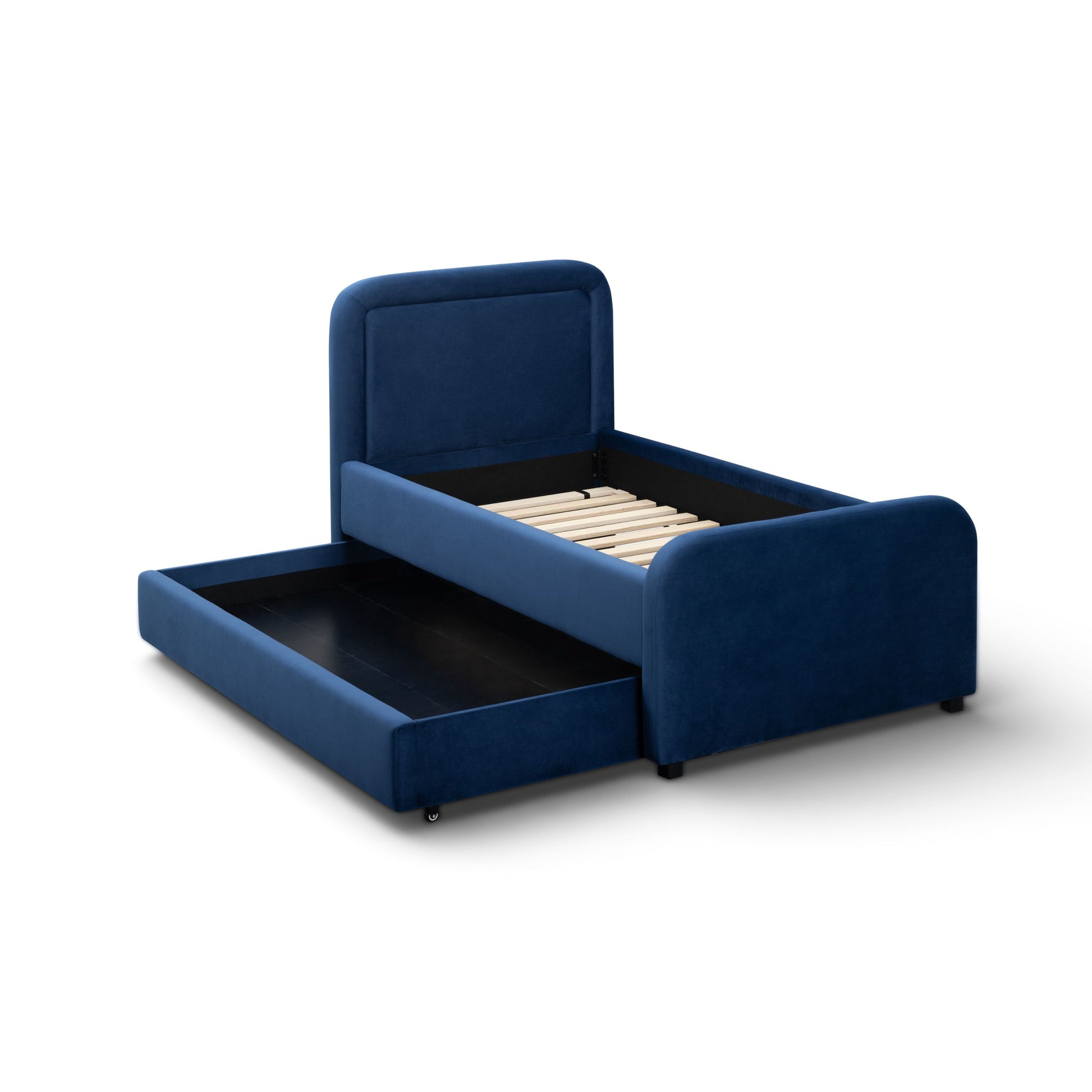 Briella Performance Velvet Trundle Bed in Twin - Navy - Image 6