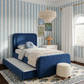 Briella Performance Velvet Trundle Bed in Twin - Navy - Image 2