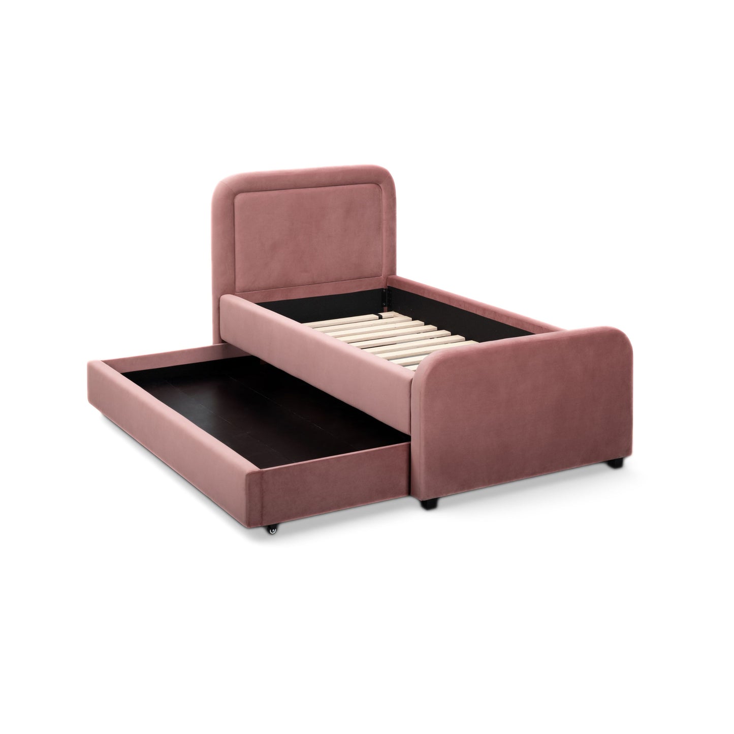 Briella Performance Velvet Trundle Bed in Twin - Salmon - Image 8