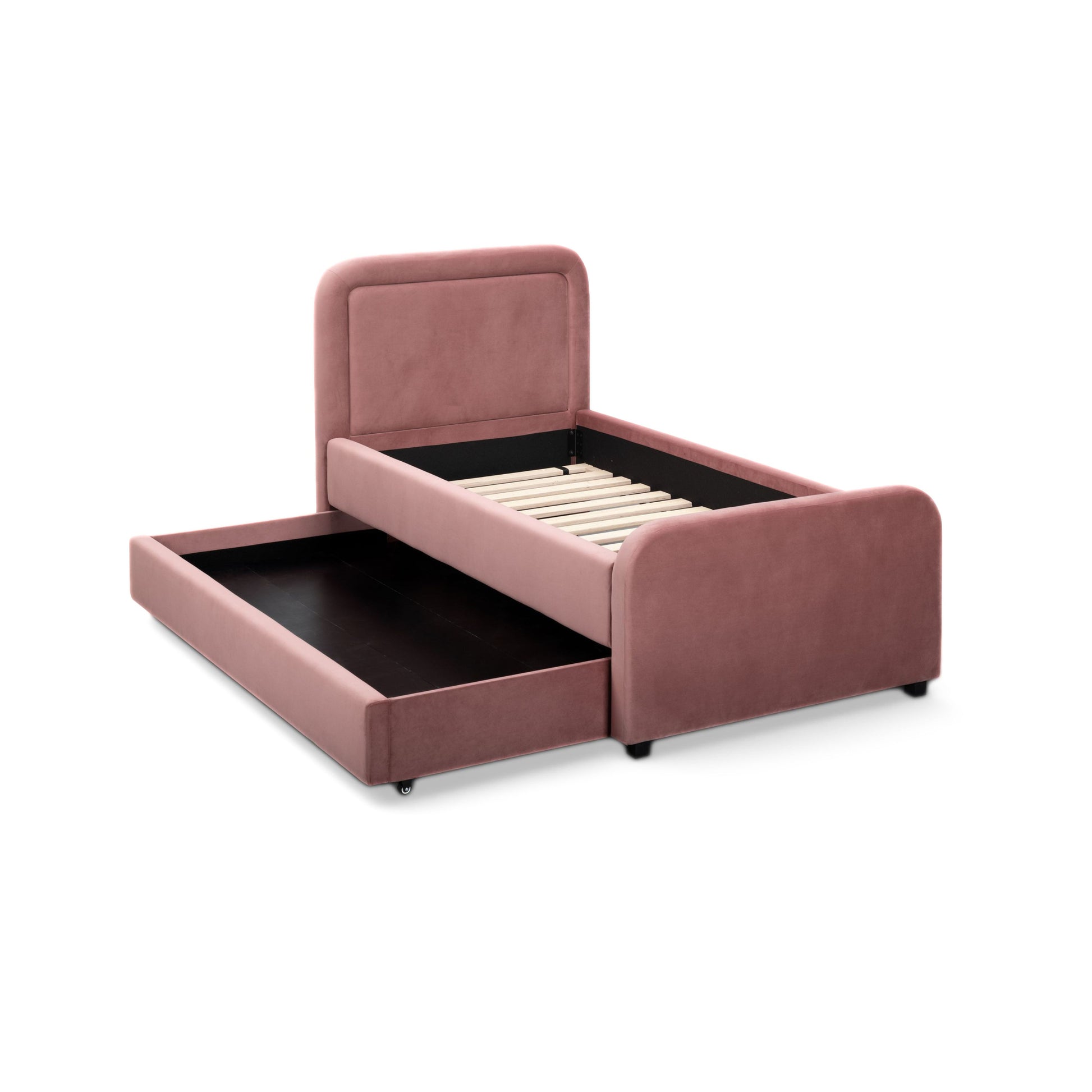 Briella Performance Velvet Trundle Bed in Twin - Salmon - Image 8