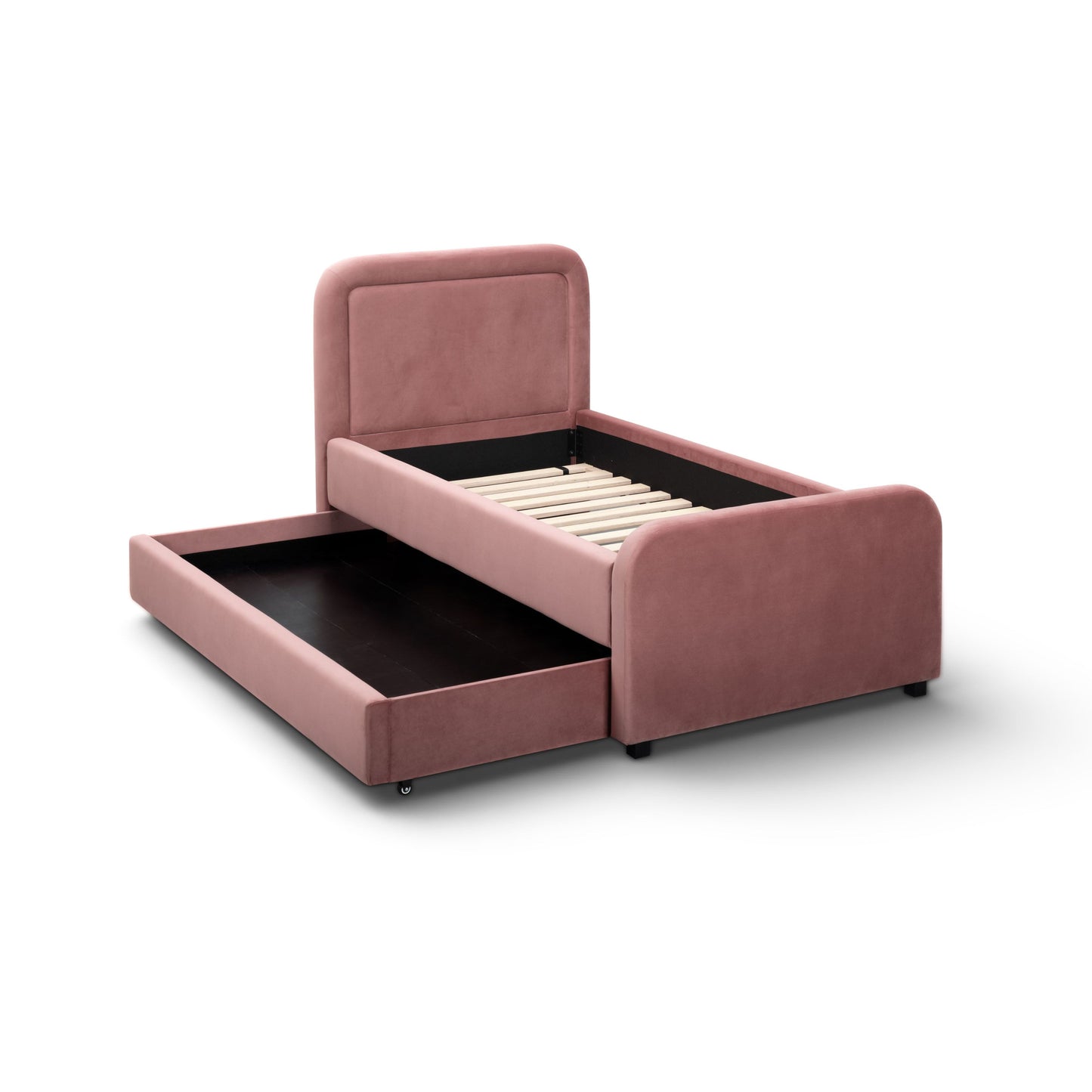 Briella Performance Velvet Trundle Bed in Twin - Salmon - Image 6